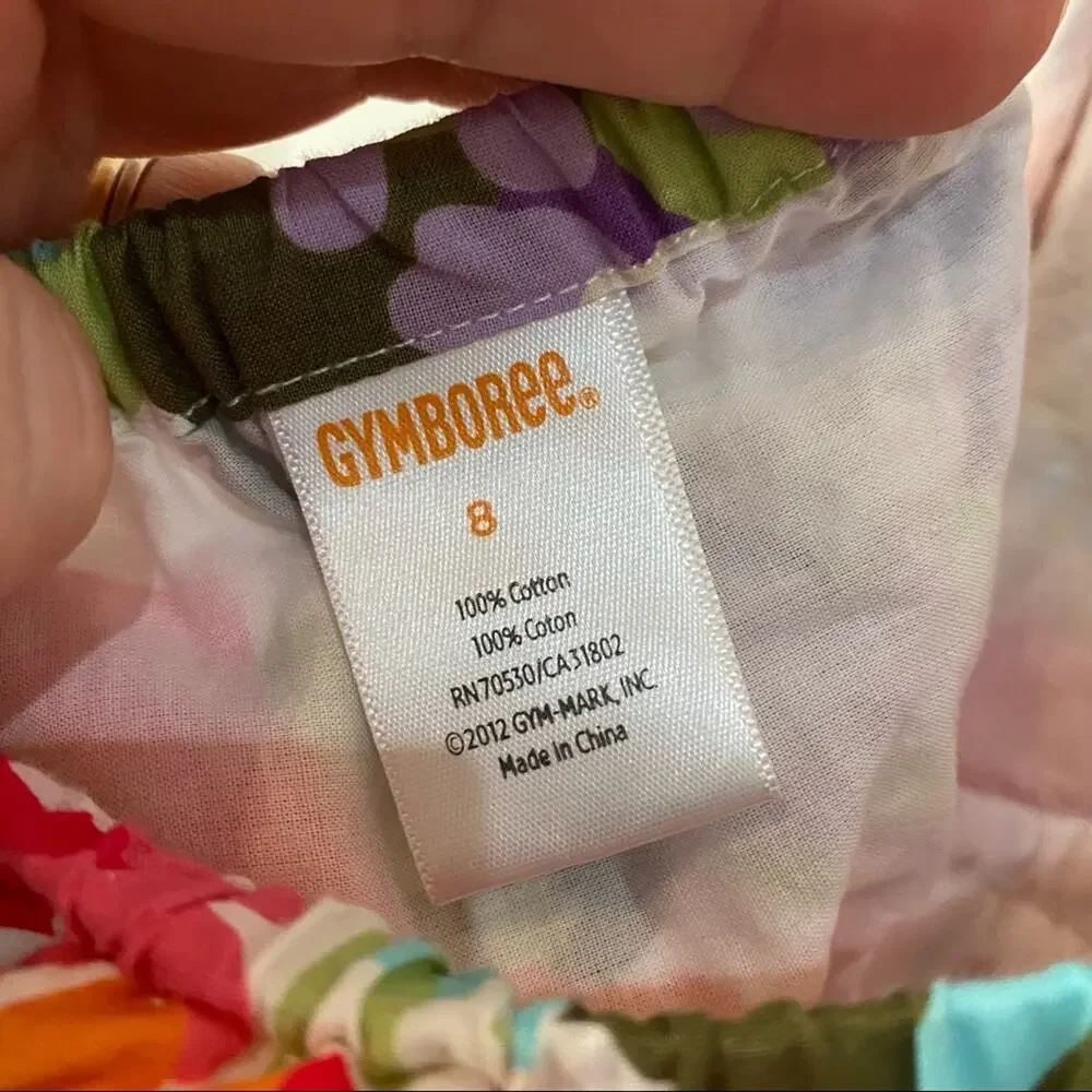 Gymboree Girls Tropical Flower Ruffle Halter Dress Size 8 colorful dopamine